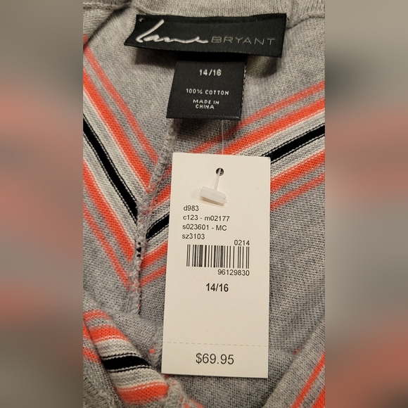 Lane Bryant Gray With Coral Black White Stripe Maxi Skirt NWT - Picture 2 of 5